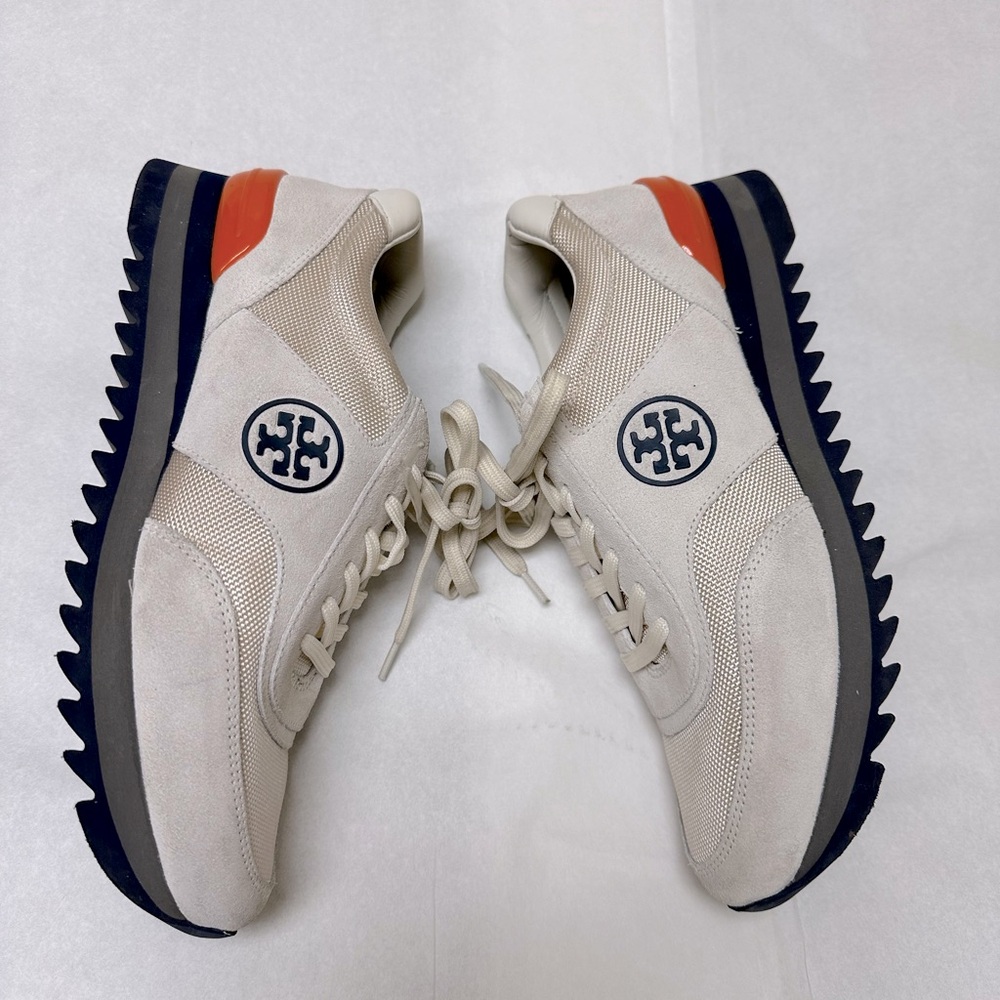 Tory Burch Cream and Navy Sneakers